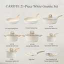 CAROTE 21Pcs Pots and Pans Set, Nonstick Cookware Sets, White Granite Induction Cookware Non Stick Cooking Set w/Frying Pans & Saucepans(PFOS, PFOA Free)
