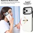 Folosu Compatible with iPhone 17 Pro Max Case Wallet with Card Holder, 360°Rotation Finger Ring Holder Kickstand, RFID Blocking Leather Protective Double Buttons Shockproof Cover 6.9 Inch White