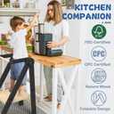 Foldable Toddler Kitchen Stool Helper, Toddler Standing Tower with 3 Adjustable Heights, Collapsible Wooden Step Stool for Kitchen & Bathroom, Montessori Learning Helper Tower for Toddlers Aged 1-6