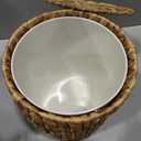 4 Gallon Wicker Trash Can,Small Bathroom Trash Can with Lid,Natural