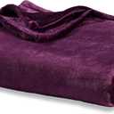 Berkshire Blanket Classic VelvetLoft Solid Throw Blanket, Lightweight Soft Fuzzy Plush Throw Blanket for Bed and Couch, Eggplant Purple, 50x60 Inches