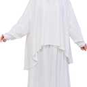 Prien Soft Prayer Dress For Women, Muslim Abaya Hijab Set, Long Turkish Cotton Praying Outfit, Islamic Clothes For Ramadan (White), One Size