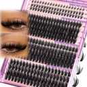 2 x Volume Lash Clusters Spikes Cluster Eyelash Extensions 60D 80D 100D Thick Spiky Individuals Lashes 5-19mm Mega Wispy Eyelash Extension Fluff DIY D Curly Lash Extension with Bottom Lashes 296Pcs