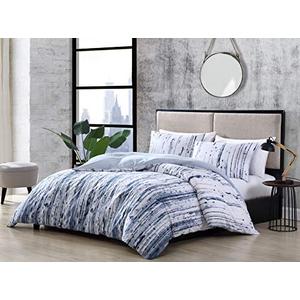 City Scene - King Duvet Cover Set, Reversible Cotton Bedding with Matching Shams, Modern Bedding Set (Sokal Blue, King)