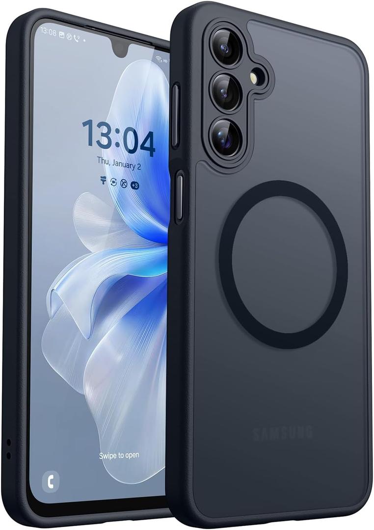CANSHN Designed for Samsung Galaxy A16-5G Case [Full Camera Protection] [Compatible with Magsafe] Translucent Matte Back Protective Phone Cover, Black