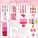 219 Pcs Girls Themed Birthday Party Supplies, Galentines Day Party Favor Exchange for Office, 24 Set Pink Stationery Gift Supplies with Cards Pencils Erasers Rulers Sharpener Stickers Cups
