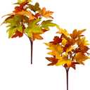 Autumn Branches, Autumn Stems For Vases, 2 Artificial Autumn Maple Leaves Branches Fake Autumn Leaves Stems Maple Leaves Shrubs