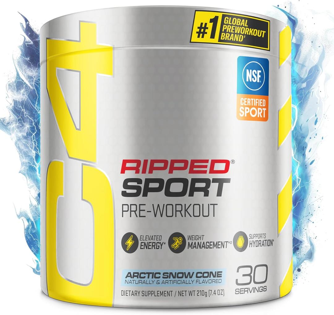 Cellucor C4 Ripped Sport Pre Workout Powder Arctic Snow Cone - NSF Certified for Sport + Sugar Free Preworkout Energy Supplement for Men & Women - 135mg Caffeine + Weight Loss - 30 Servings