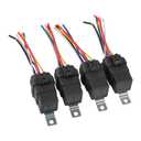 4 Pack 12V DC Waterproof Relay and Harness 40/30 AMP Heavy Duty 12 AWG Tinned Copper Wires 5-PIN SPDT Automotive Relay
