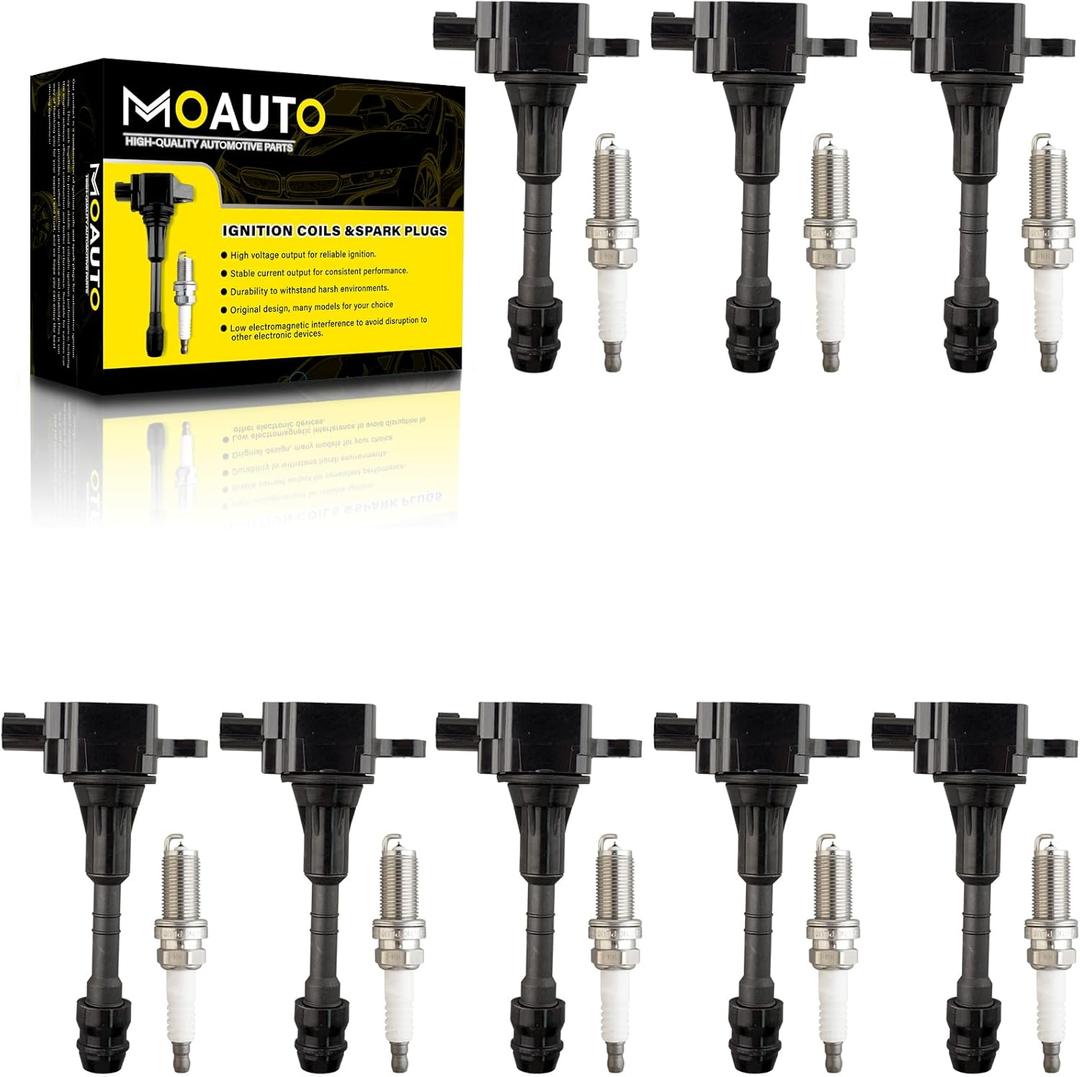 Set of 8 Ignition Coils Pack UF510 22448-7S015 & 8 PCS Iridium Spark Plugs Compatible with 2004-2007 Nissan Titan 2005-2006 Nissan Armada Infiniti QX56-5.6L V8