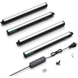 VIVOSUN T5 Grow Lights for Indoor Plants, 5000K Full Spectrum 28W (4 x 7W), 1FT LED Plant Light Strip with Timer & Dimming Controller for Seed Starting, Greenhouse, SGS Compatible, Linkable, 4-Pack