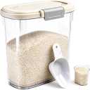 Large Rice Storage Container 15-20 Lbs, Tall Flour Container with Scoop + Cup - Slim Dry Food Storage Bin for Cereal, Sugar, Beans, Pet Dog Cat Food Container - Kitchen and Pantry Storage Organization