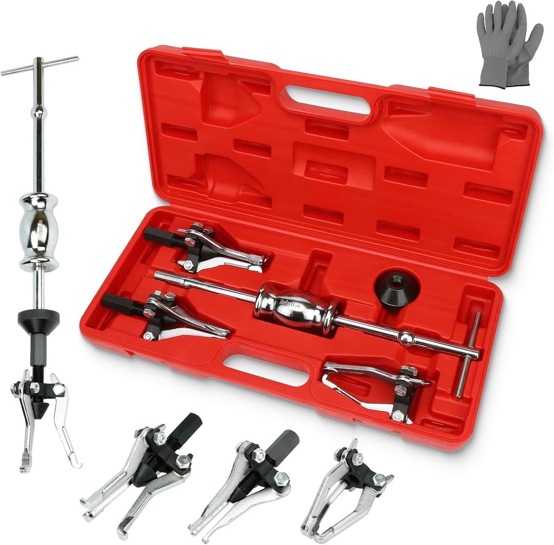 ReluxGo 3 Jaw Gear Bearing Slide Hammer Puller Set, Universal Internal & External Gear Pulley Puller Set for Pulling Out Gears Bearings