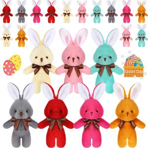 Skylety 21 Pieces Small Bunny Stuffed Animal Bulk 6.3 Inch Mini Bunny Plush 7 Colors Soft Tiny Plush Toys Small Rabbit Doll Keychain Cute Birthday Valentines Easter Party Decorations(Cute Style)