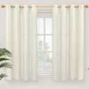 YoungsTex Short Linen Curtains 45 Inch Length, Light Filtering Drapes with Grommet Semi Sheer Privacy for Kitchen Bedroom Bathroom Window, 2 Panels, 52 X 45 Inch