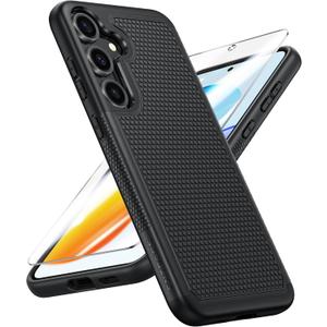 FNTCASE for Samsung Galaxy S25-Plus Case: S24-Plus Dual Layer Heavy Duty Cell Phone Protective Cover Shockproof Rugged with Non-Slip Textured - Military Drop Protection Bumper Tough - 6.7 inch (Black)