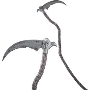 Spooktacular Creations Grim Reaper Scythe Prop, Grim Reaper Faux Scythe Blade Weapon Costume, Sickle Toy Accessories for Adult or Kids Pretend and Play, Halloween Dress Up Party Black