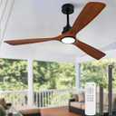 60 Inch Ceiling Fans with Lights and Remote Control, Dimmable LED Light, Modern 3 Blade Wood Ceiling Fan with Light for Indoor Outdoor Patio Living Room, Memory Function, Reversible DC Motor