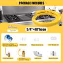 Safety System Kit, 3/4" ID Natural Gas Line Hose, 48" Commercial Kitchen Gas Hose, Mobile Gas Connector Hose Kit with 2 Elbow Fittings, 3/4 Flexible Gas Hose