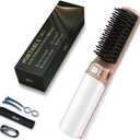 Hot Hair Straightener Brush,Portable Mini Cordless Hair Straightener with Travel Size USB Rechargeable 6400MAH,2 in 1 Hot Comb Hair Straightener for Women & Men with Short Hair(White)