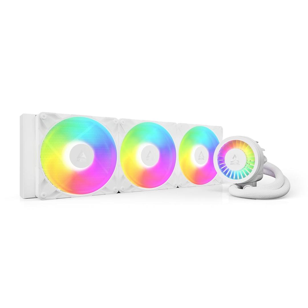 ARCTIC Liquid Freezer III Pro 420 A-RGB (White) - AIO CPU Cooler, 3 x 140 mm Water Cooling, 38 mm Radiator, PWM Pump, VRM Fan, AMD AM5/AM4, Intel LGA1851/1770 Contact Frame - White