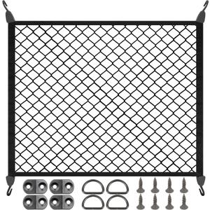 Elastic Cargo Net for SUV, Net Stretchable 31.2" x 24" Stretch to 62.4" x 48", Rear Trunk Bed Netting Cover, Fixing Hooks D-Rings Luggage Cover