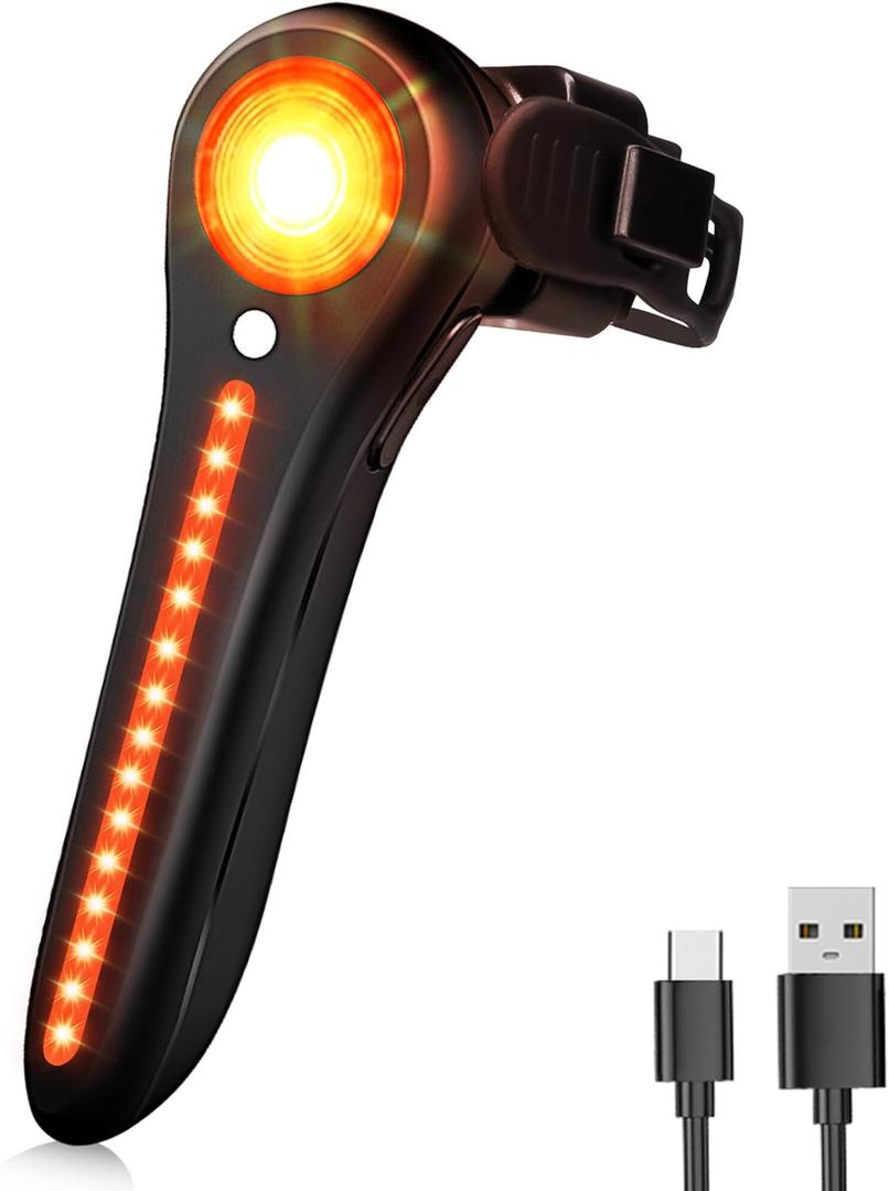 DARKBEAM Bike Tail Light Smart - with Brake/Light Sensor, USB-C Rechargeable, IP64 Waterproof, 5 Light Modes Bicycle Taillight for Night Riding, Super Bright Rear Bike Light for Road Mountain, Cycling Black