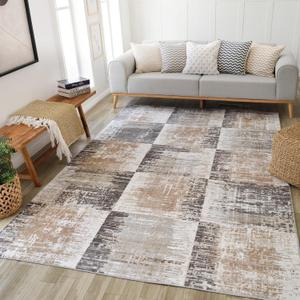 RUG BRANCH Cadence 4'x6' (Exact Size: 3'11" x 5'7") Abstract Indoor Area Rug, Brown Beige, Modern - Living Room, Bedroom, Dining Room, and Kitchen