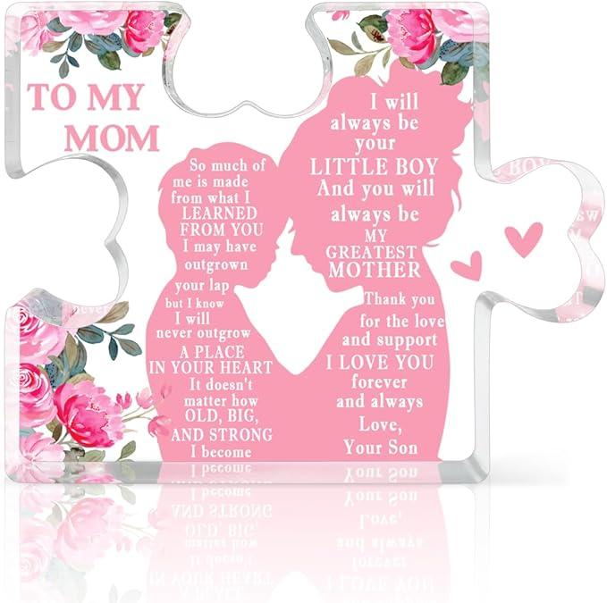 Acrylic Mom Gifts: Delicate Puzzle Decor, 3.9 x 3.5 inches, 1 Piece, Sentimental Style, Female Adult, Rectangular Shape