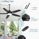 Fanbulous 52 Inch Waterproof Outdoor Ceiling Fan with Lights and Remote,IP65 Hanging Gazebo Fan with 3CCT 6-Speed DC Motor, Black Wet Rated Plug in Ceiling Fan with Cord for Patios Porch Pergola