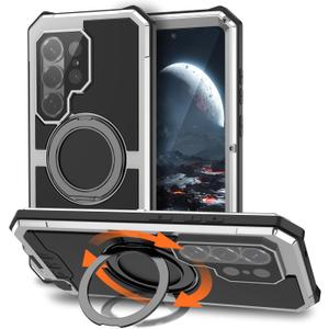 Compatible for Samsung Galaxy S26 Ultra Metal Case,Outdoor Aluminum Metal Gorilla Glass Shockproof Military Heavy Duty Sturdy Protector Cover Hard Case with Screen Protector (Silver)