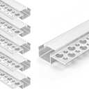 Plaster-in Recessed LED Aluminum Channel 6 Pack, 3.3FT/1M Trimless LED Strip Diffuser Profile with Milky Cover for Drywall Ceiling and Wall, Fits up to 13mm LED Strips