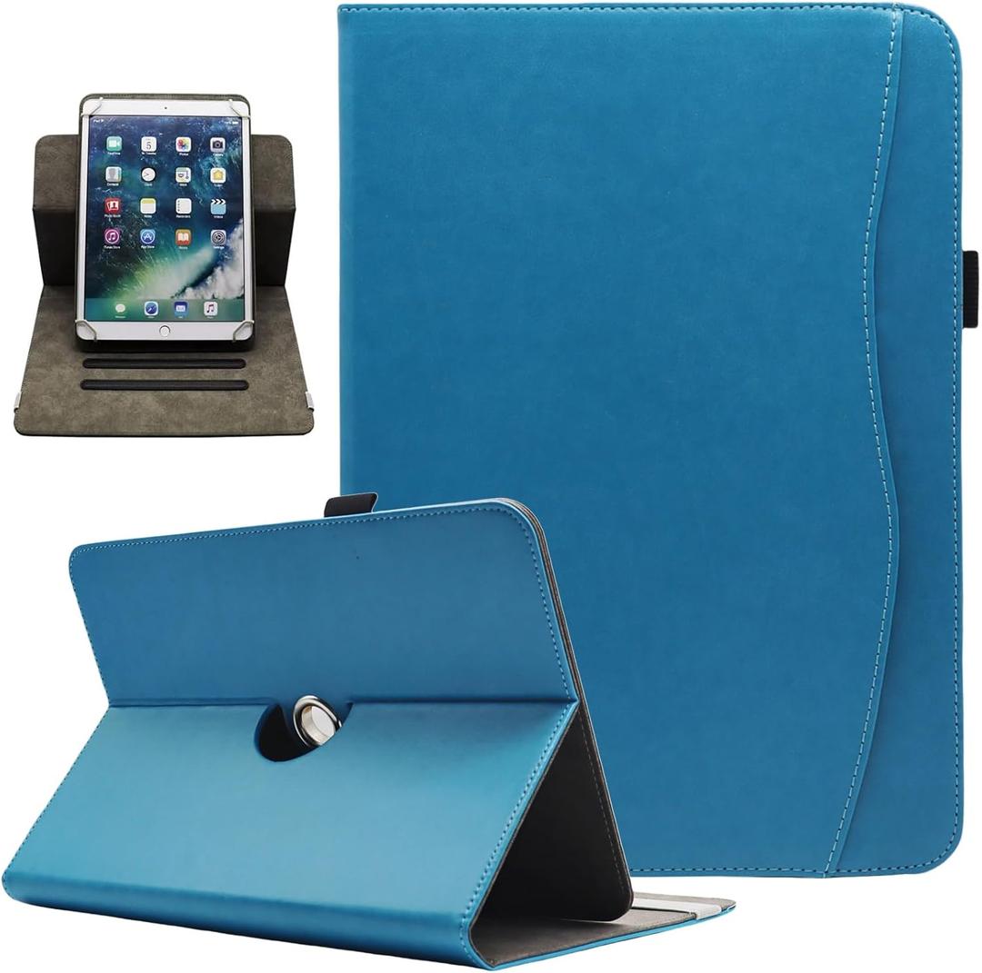Universal 7 8 Inch Android Tablet Case, Dluggs PU Leather 360 Degree Rotating Multi-Angle Viewing Stand Case Cover for 7.0 8.0 and All 7.0-8.5 Inch Tablet, Blue