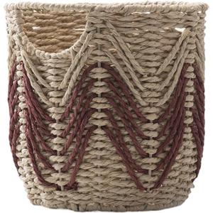Fenteer Handwoven Paper Rope Basket,Storage Bin Organizer Portable Organizing and Decor Decorative for Home Nursery Kitchen Bedroom, Red