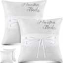 Mixweer 2pcs Wedding Embroidered Kneeling Pillows Nuestra Boda 18 x 18 Inch Embroidered Prayer Pillow Satin and Lace Kneeling White/Silver, Cojines para Boda, Decoracion(18",with 2 Pillows)