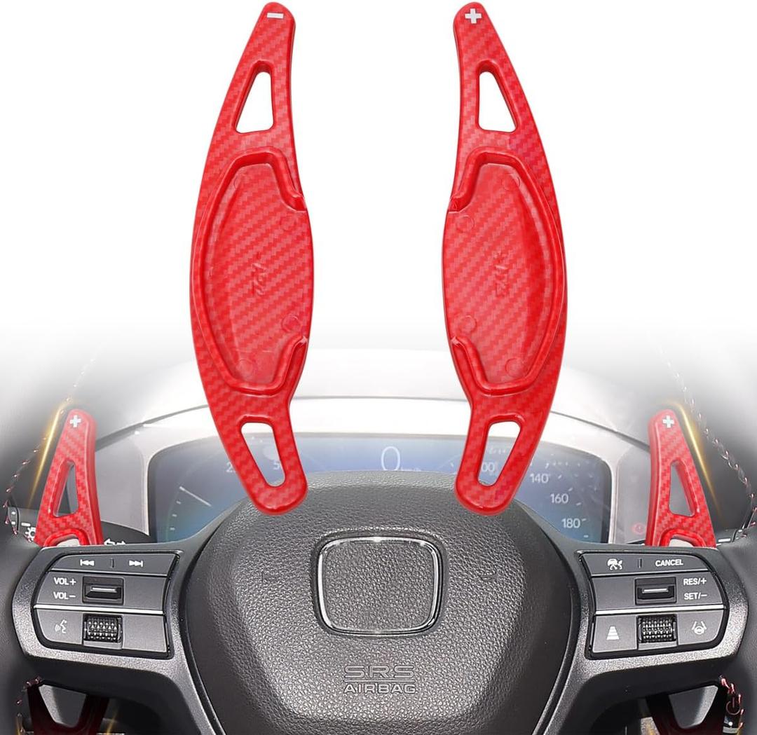 Steering Wheel Shift Paddle Extension Compatible for 2023 2024 2025 2026 Honda Civic 11th Accord CR-V Pilot Integra Accessories Paddle Shifter Extended Carbon Fiber Red