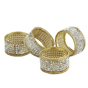 Elegance Napkin Rings with Crystal, Gold, Set of 4