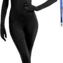 Full Bodysuit Include Zipper Helper Womens Costume Without Hood Spandex Zentai Unitard Body Suit (Medium, Black)
