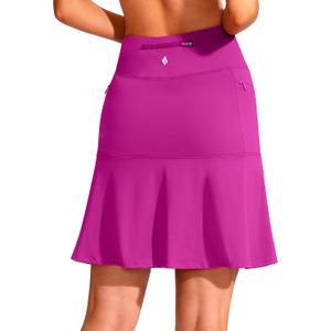SANTINY 19" Golf Skorts Skirts for Women Zipper Pockets Knee Length Skort Women's High Waist Athletic Tennis Skirt (Rose_S)