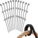 Ferraycle 12 Pcs 48 Inches/4 ft Three Rope Poles/Stakes for Creating a Rope Border Around Flower Beds, Fence, Trees, Garden, Walkways, Fountains