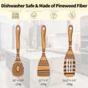 Dishwasher Safe Handcraft Wooden Spoons for Cooking-3PCS Sturdy Wooden Spoons Set, Wooden Kitchen Utensil Set for Nonstick Cookware, Heat Resistant