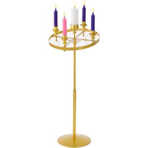 Mumufy 50 Inch Metal Church Advent Candle Stand Tall Christmas Advent Wreath Stand Candleholder with 5 Pcs Purple Pink White Candles Jesus Nativity Religious Gift for Home Church