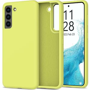 bemal for Samsung Galaxy S21 Plus Case - Smooth Silky Liquid Silicone - Slim Fit Soft Microfiber Lining - Designed for Women and Girls - Shockproof Protective Phone Cover 6.7"- Yellow Green