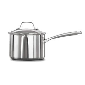 Calphalon Classic Stainless Steel Sauce Pan, 3.5-Quart, Impact-Bonded Aluminum Base, Stay-Cool Handles