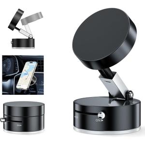 Vacuum Suction Magnetic Car Phone Holder Mount Fit All Phones,Adjustable Phone Holders for Your Car,Mechanical Lock No Need Charging,Metal Ring Stick Outside if Case Non-Magnetic (Black) Vacuum Suction Magnetic Car Phone Holder Mount Fit All Phones,Adjustable Phone Holders for Your Car,Mechanical Lock No Need Charging,Metal Ring Stick Outside if Case Non-Magnetic (Black)