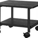 VASAGLE Printer Stand with Locking Wheels, 2-Tier Shelf, Industrial Under Desk Heavy-Duty Mobile Cart for Home Office, Ebony Black UOPS02B