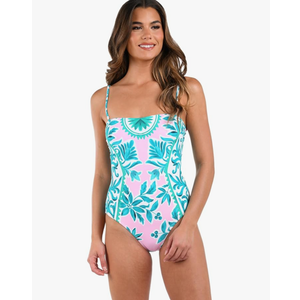 La Blanca Women's One Piece Swimsuit Bandeau Tummy Control Bathing Suit, Medium