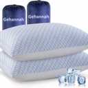 Gehannah Travel Pillow - Large 2 Pack Compressible Camping Pillow for Sleeping - Shredded Memory Foam with 2 Storage Bags - Supportive for Adults, Kids, Outdoor, Backpacking, Hiking Gear (Blue White)