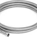 6 FT Refrigerator Water Line, Braided Stainless Steel Ice Maker Hose Connector Water Line with 1/4 Inch Fittings for Refrigerator Ice Maker