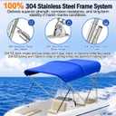 3 Bow Bimini Top for Boats, 304 Stainless Steel Frame with 900D Canopy